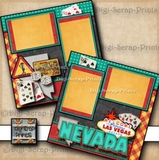 NEVADA  Las Vegas travel 2 premade scrapbook pages paper 12X12 digiscrap A0473