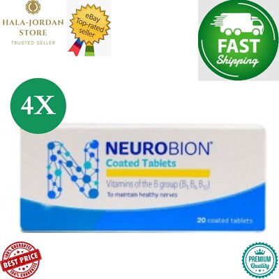 4 X Neurobion - Vitamin B1, B6, B12/Nervenlinderung, 20 Tabletten ''SCHNELLER ...