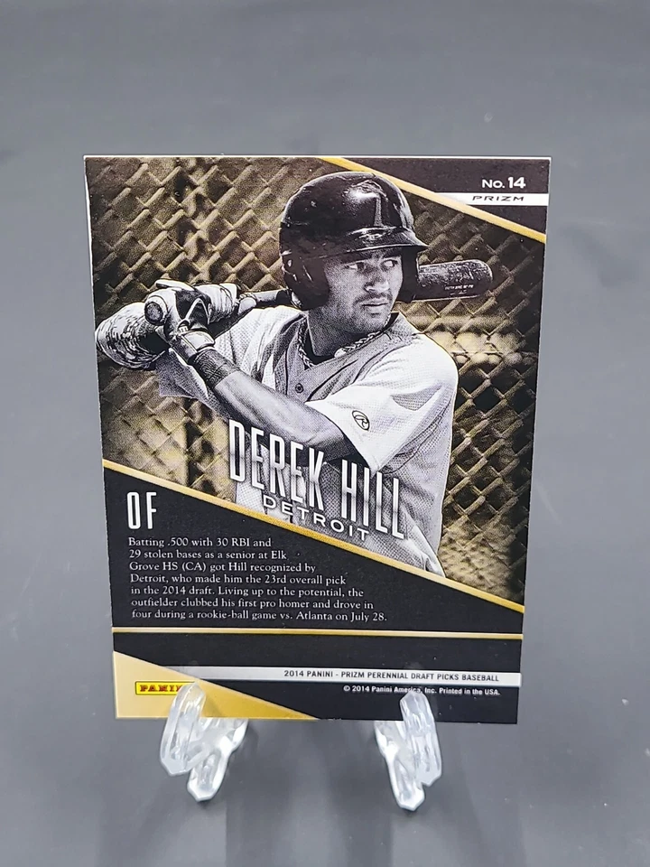 2014 Derek Hill SP Minors Gold Silver Refractor Panini Prizm Draft Picks - Image 2 of 2