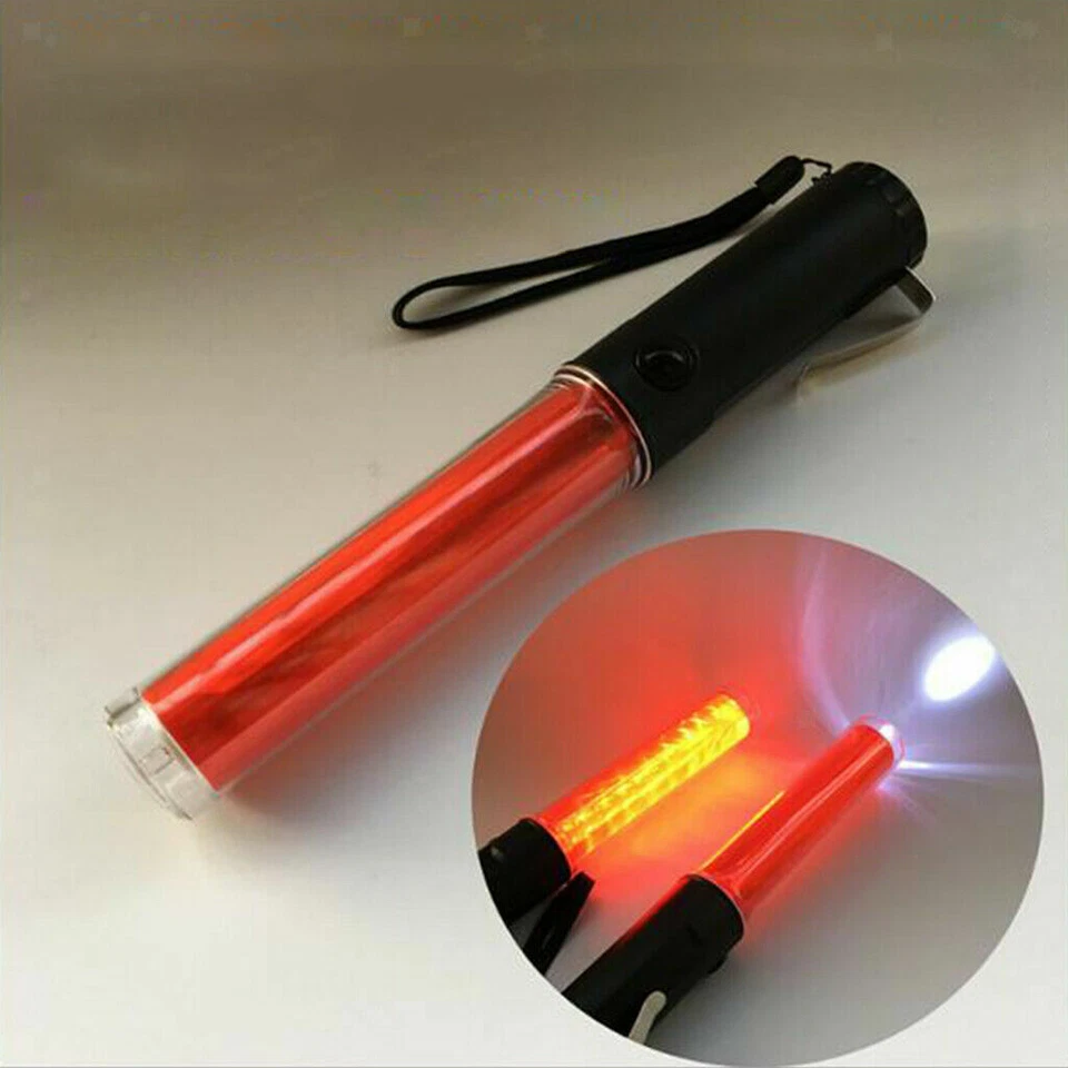 New 4x Traffic Wand Baton LED Flashlight Beacon Fluorescent Lamp Road Control 26 - Image 2 of 4