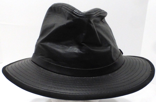 Vintage Byrnes & Baker Fedora Herren Echtleder Hut, schwarz, Größe M