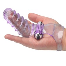Double Finger G-Spot Vibrating Glove Fingering Sex Toy for Women Couples