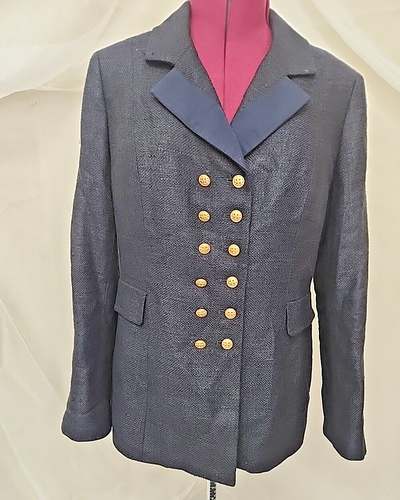 Carlisle Silk Tweed Military Blazer Navy Blue Suit Jacket Lined Gold Buttons 12