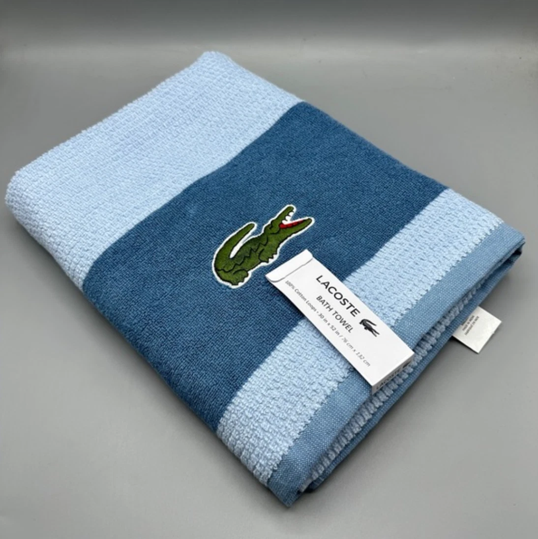 (SET OF 4) Lacoste Logo Bath Towel 100% Cotton 30x52 Teal