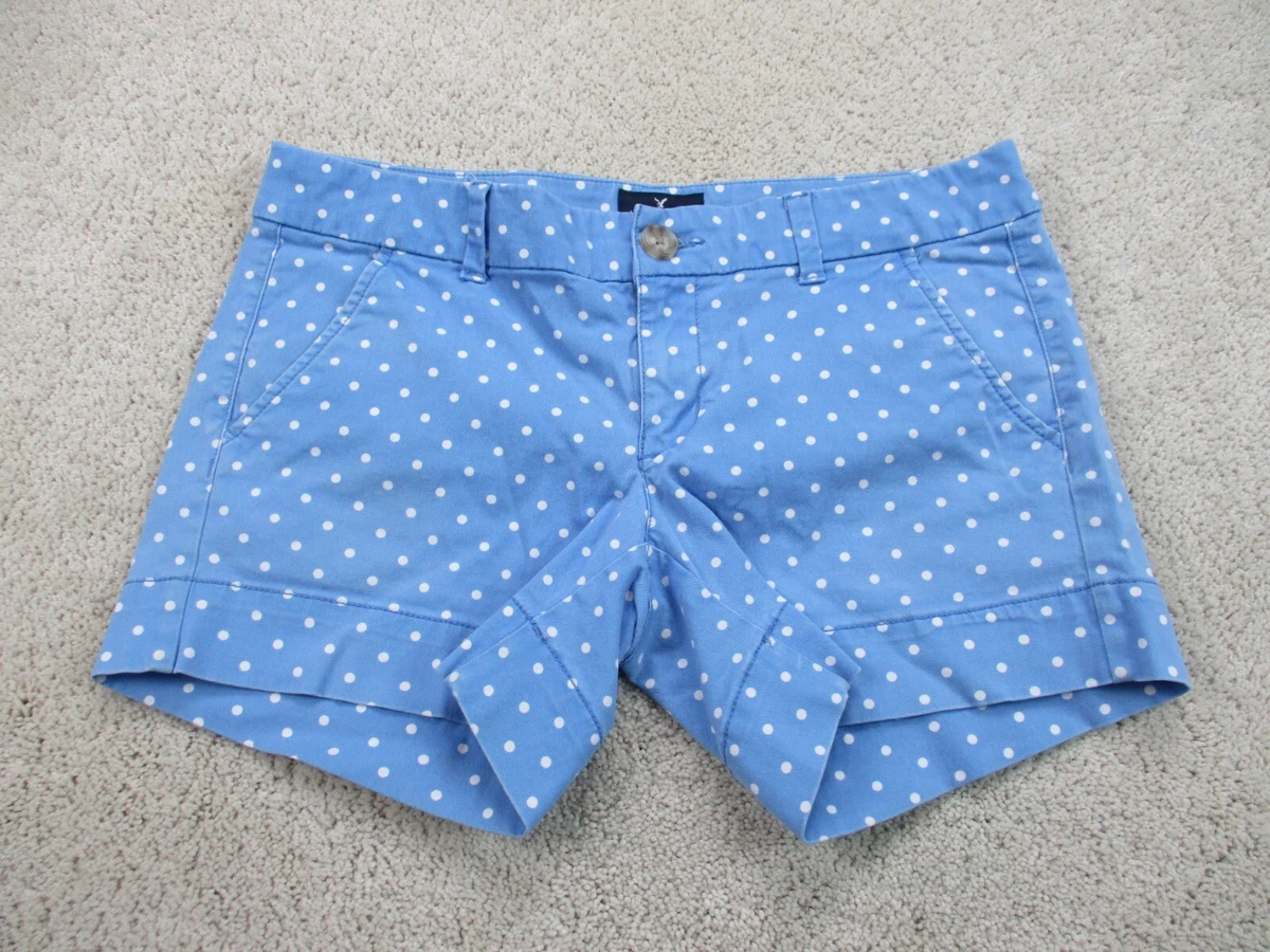 American Eagle Shorts Womens 6 Blue White Polka Dots Cotton Denim