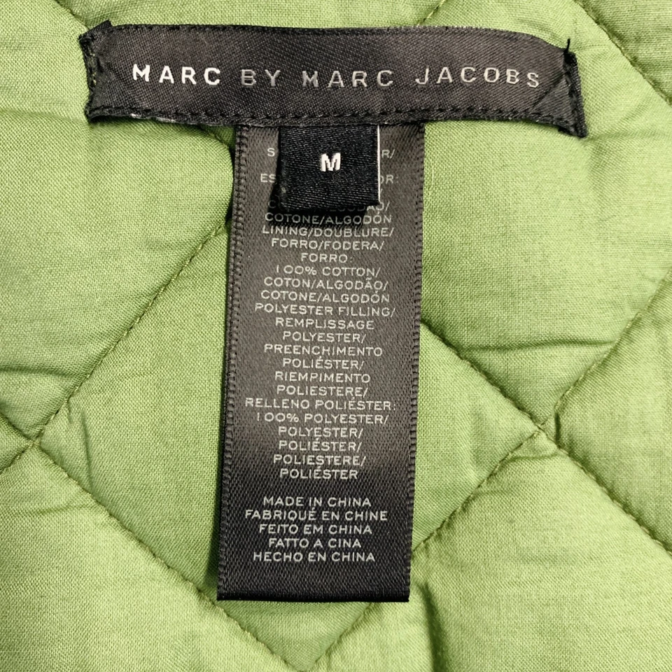 MARC by MARC JACOBS Taglia M Cotone Verde Trapuntato Cappuccio Zip Up Cappotto - Immagine 4 di 4