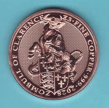 ZOMBULL OF CLARENCE  1 oz. Copper Round Coin  #7  in "NEW" ZOMBUCKS WORLD SERIES