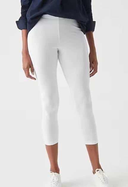 J.Jill Plus Size Light White Pima Capri Leggings Stretch Waist Pants 2X