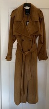 Stunning Tan Faux Suede Belted Trench Coat size 12 River Island RRP £99