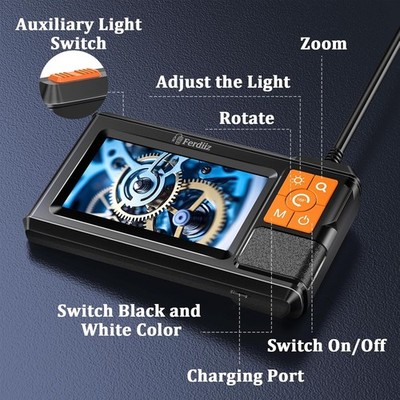 New HD Borescope Camera 1920P Resolution, 16.4ft Cable,8 LEDs For Automotive DIY