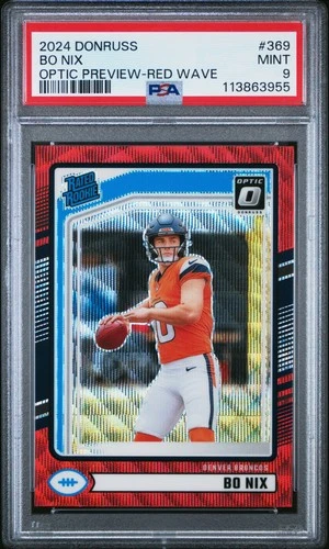 2024 PANINI DONRUSS OPTIC PREVIEW-RED WAVE #369 BO NIX ROOKIE RC PSA 9