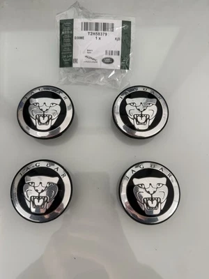 4 x GENUINE JAGUAR FS X Type E F I-Pace, XF XE XJ XK BLACK WHEEL CENTRE CAP 58MM - Image 1 of 3
