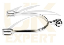 SMOOTH ROLLER BALL SPURS FOR HORSES - 30MM NECK HORSE SOFT TOD BALL SPURS SILVER