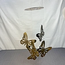 Vintage Beautiful Solid Brass Hanging Butterfly Wind Chime Made In Taiwan