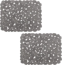 2 Pack Pebble Sink Mats PVC Sink Protectors for Kitchen Sink 15.7x11.8 Grey