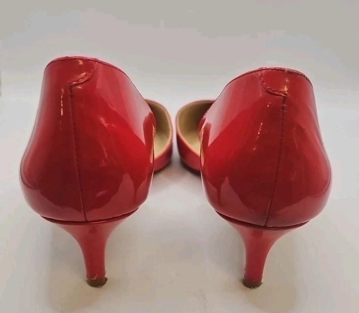 Zapatos de tacón de gatito de charol rojo D'Orsay talla 9M para mujer marinero chic silencioso lujo #195 Foto 3 de 4