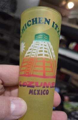 Cultura Maya Chichen Itza Souvenir Clear 3.5 in. Shot Glass Cozumel Mexico
