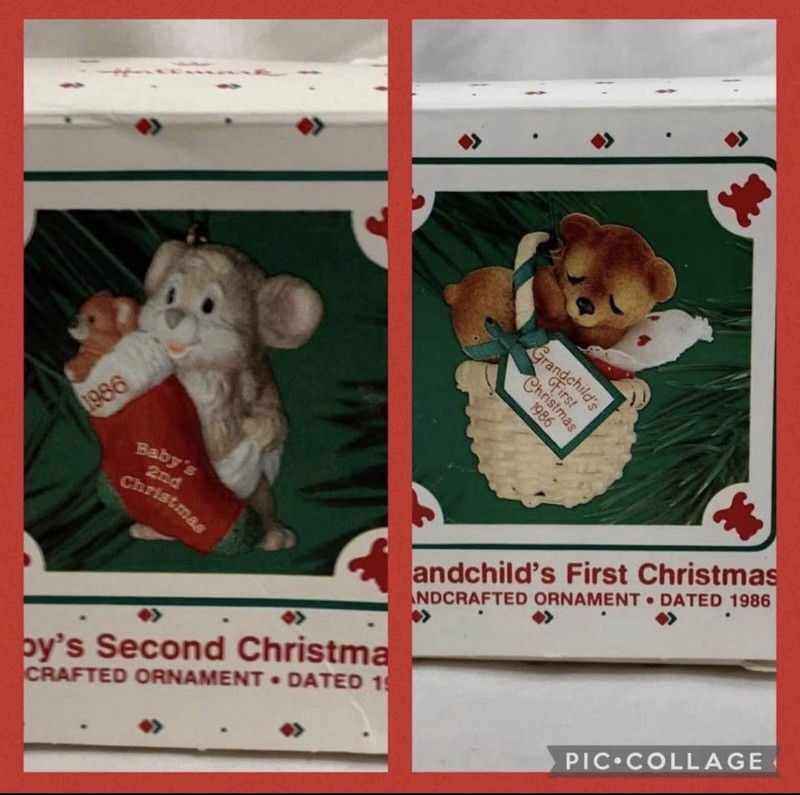Hallmark 1986 Keepsake Ornament Baby’s Second Christmas &  Grandchild’s First