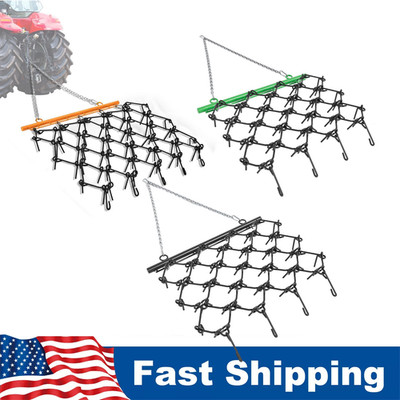 ATV Tow Behind Drag Harrow 4x4 & 5x4.5FT, 1/2'' & 3/8'' Steel Tine Mesh for Lawn
