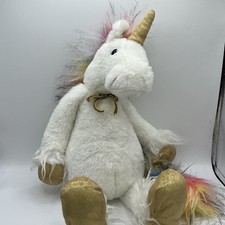 FAO Schwarz Dreamies White Unicorn Rainbow Mane  Tail Stuffed Animal Plush Toy