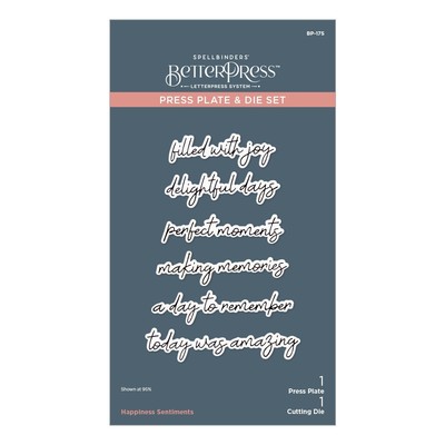 Spellbinders BetterPress Press Plate & Die Set-Happiness Sentiments 5A002CC4-1GF