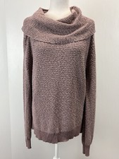 Women  s Free People Dylan Tweedy Cowl Neck Sweater Sz Small Oversized Mauve Knit