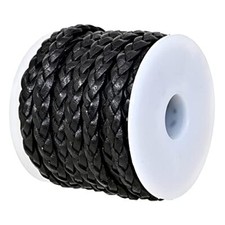 Real/Genuine Flat Braided Leather String Cord for 5mm Black Distressed