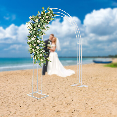Elegant 8.5ft White Metal Wedding Arch Frame with Sturdy Base for Events