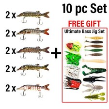 UFISH 3.5 Inch Bass Segment Fishing Lure Swimbait Lot Hard Jointed Tackle