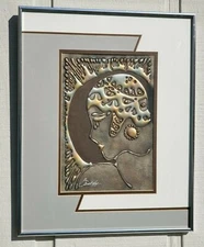 JOEL ZARETSKY EXPRESSIONIST METAL PAINTING MIXED MEDIA FLAPPER GIRL ART DECO