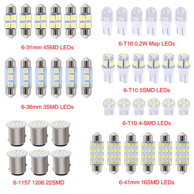 42PCS Car Interior Combo LED Map Dome Door Trunk License Plate Light Bulbs NEW