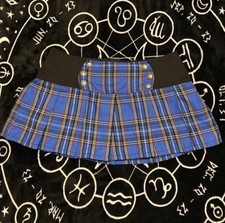 Royal Bones Tripp NYC Blue plaid skirt size large goth punk emo scene hot topic