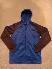 Adidas Hoodie Womens XL Charcoal Gray Blue 3 Striped Full Zip Sweatshirt