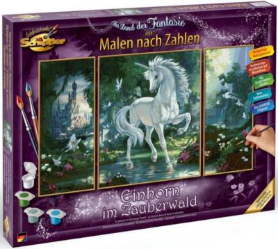Schipper MNZ Master Class Triptychon 50x80cm Einhorn im Zauberwald 609260866