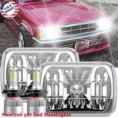 New Pair 5x7 7X6'' inch Led Headlights Hi/Lo Beams For Mazda B2000 B2200 B2600 S+