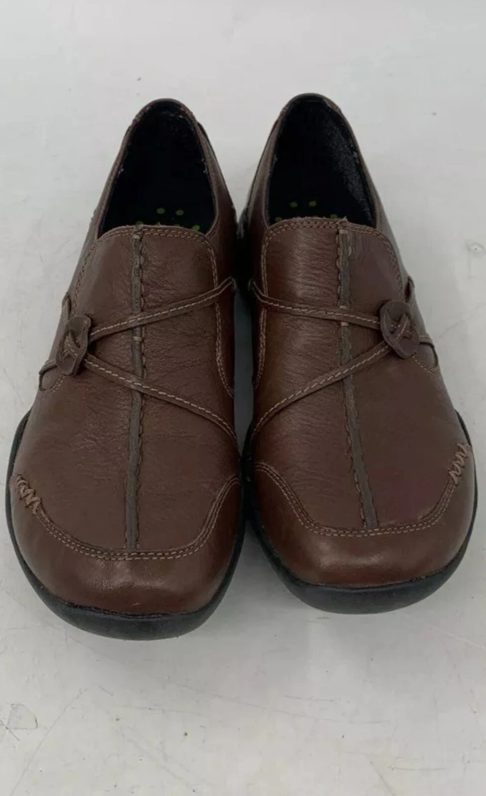 Mocassini donna Clarks in pelle marrone Wave Run taglia 9 stretti NUOVI