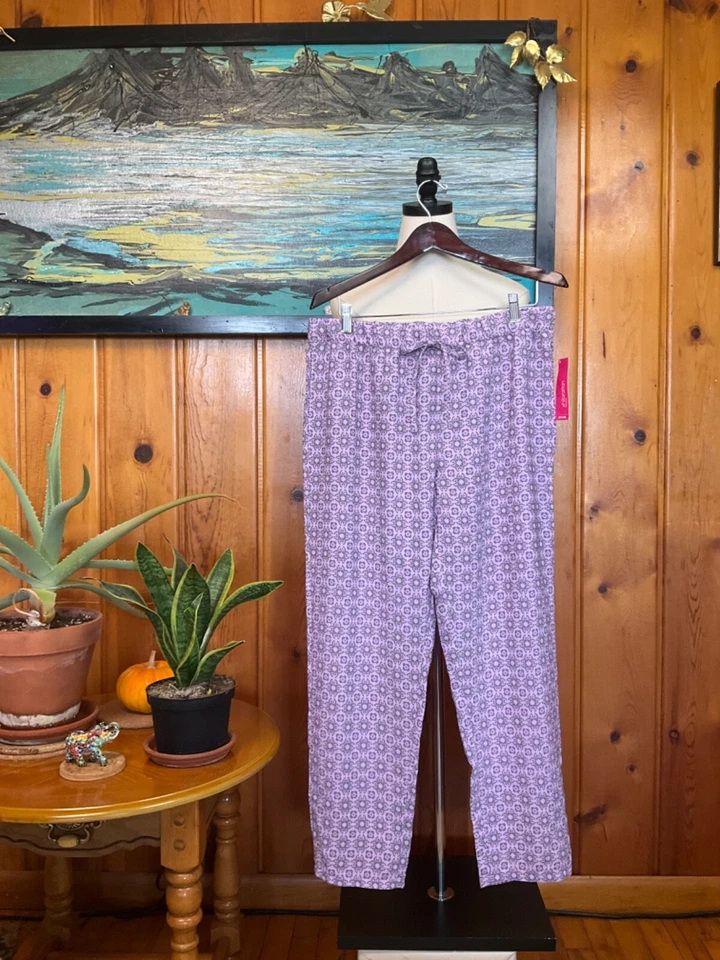 Nuevo Pantalón Grande Púrpura Mariposa Ropa de Dormir Salón Gris Cordón Geométrico Foto 2 de 4