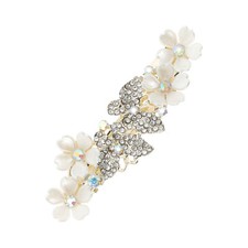 Double Butterfly Flower French Barrette Hair Clips for Home Beige 1 Pc