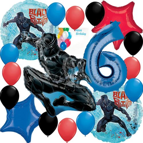  Black Panther Party Supplies Balloon Decoration Bouquet for 6th Birthday - Picture 1 of 1