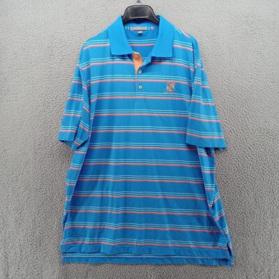 Peter Millar Shirt Mens XL Blue Multi Stripe Golf Polo Summer Comfort Ridgewood