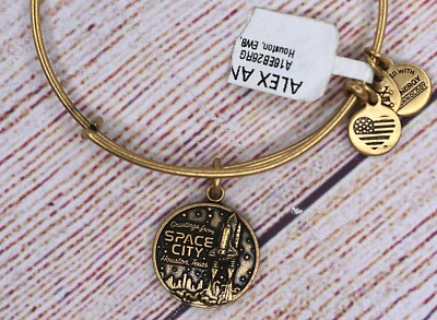 NEW NWT Alex and Ani Greetings from Space City Houston Texas Gold Bracelet
