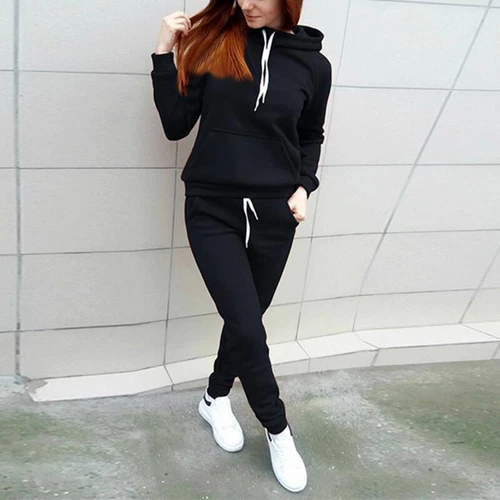 Women Casual Sweat Suit 2Pcs Set Hoodie Tracksuit Pants Tops Sweatshirt Sports - Bild 5 von 20