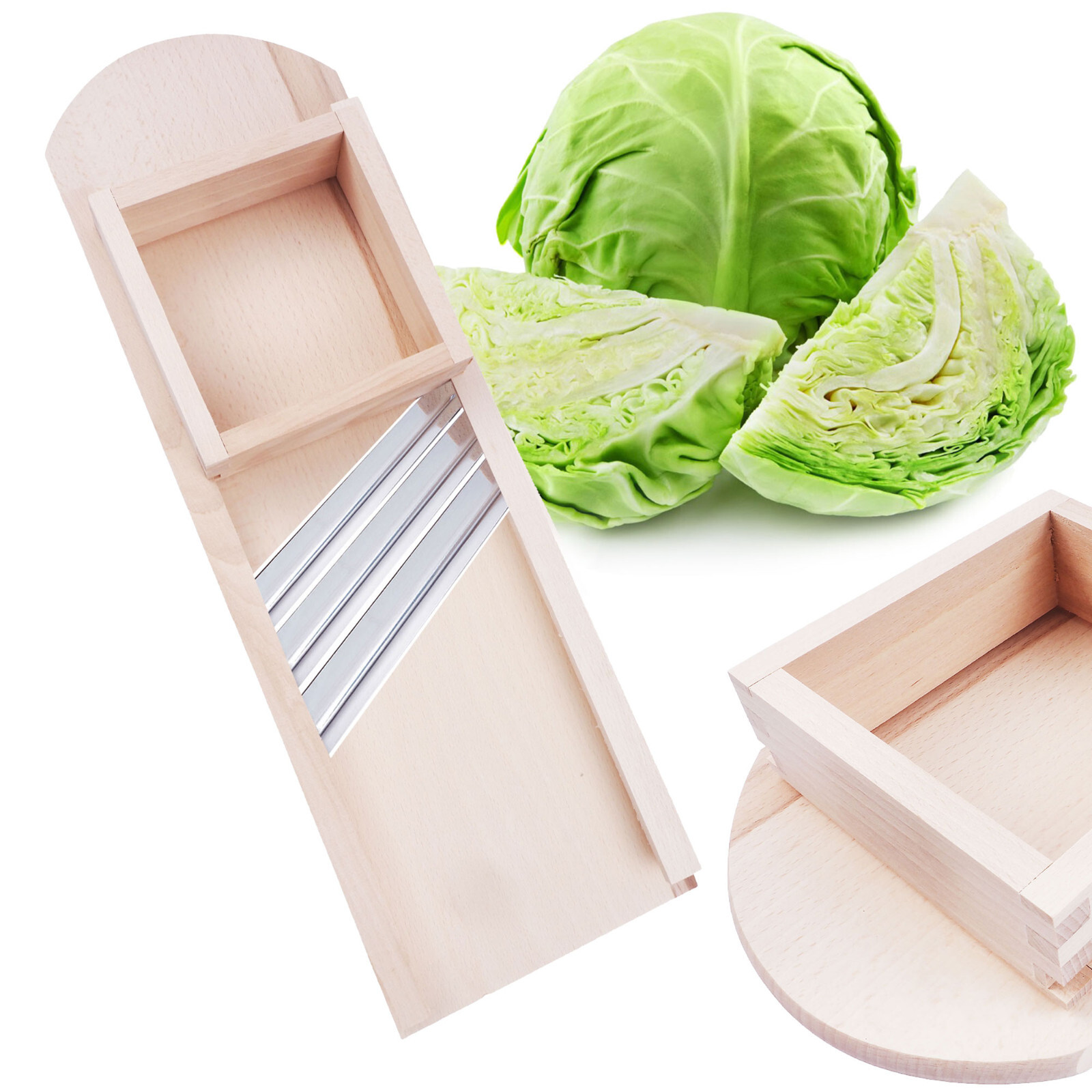 Hölzerne Shredder Cutter Kohlhobel Grater Slicer für Gemüse Obst 58cm 3-Messer