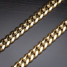 Men's Heavy Yellow Gold Plated 316 Stainless Steel Miami Cuban Chain Necklace