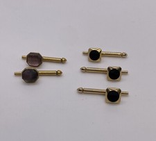 Vintage Swank Shirt Tuxedo Studs: Mother of Pearl/Abalone Black Square