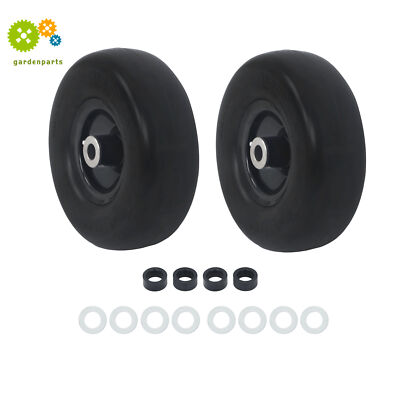 2-Pack 9X3.50-4'' Lawnmower Tire And Wheel Assembly PU Flat Solid Tires Black
