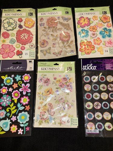 Flower Stickers For Scrapbooking. NEW-6 Sheets- Flowers Springtime 70+ Stickers