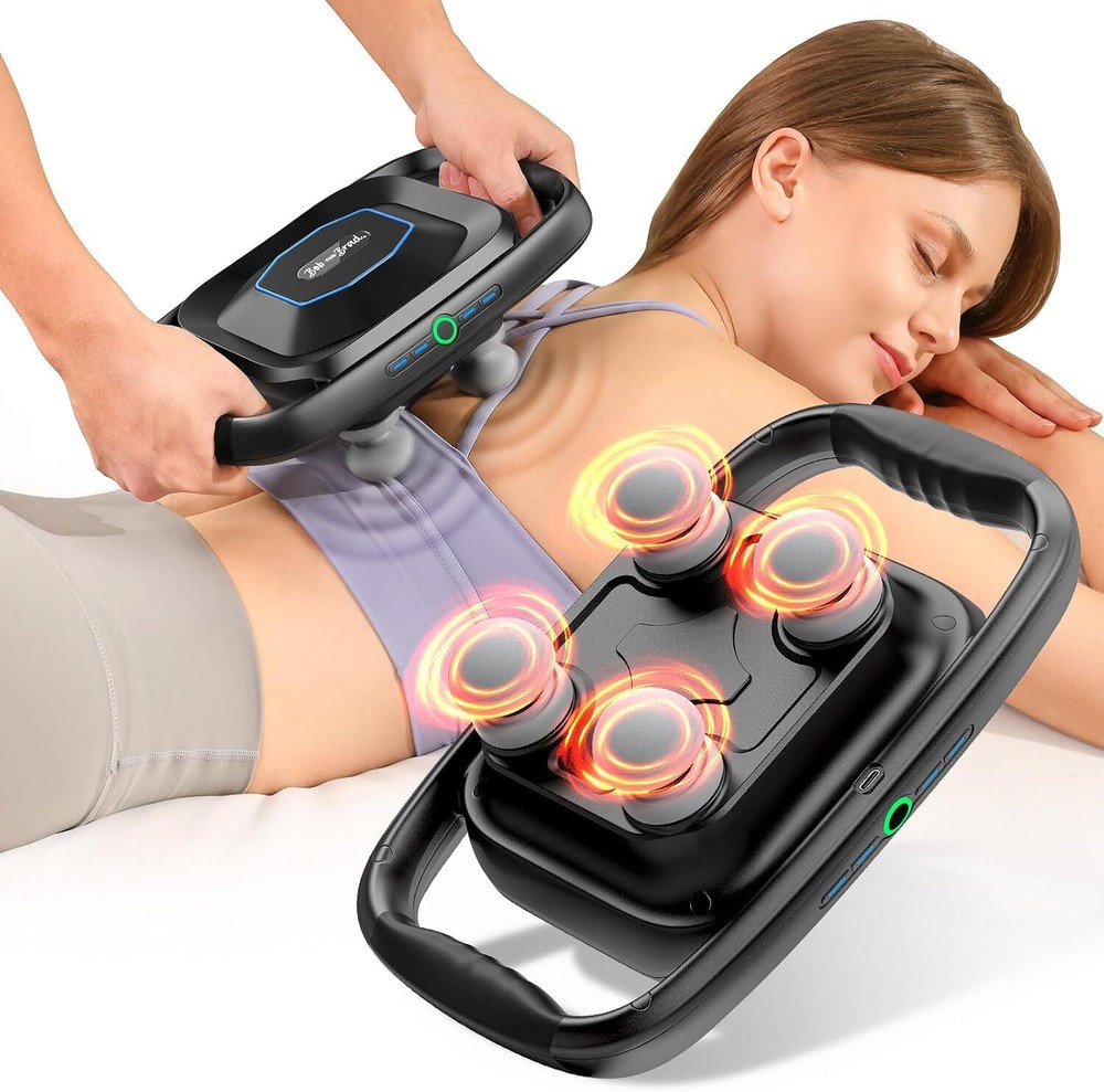 BOB AND BRAD TheraPanel 4-Head Massage Gun with 4 Speed Settings and Attachments
