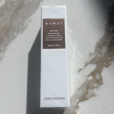 NEW SEALED MONAT REWIND Anti-Age Nectar Control Serum Skin AHA Hyaluronic 1oz