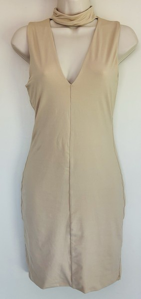 Kookai Women’s Beige Halterneck Mini Bodycon Party Dress Size 1